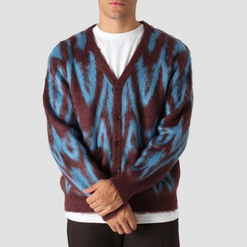 Kiváló minőségű, egyedi mintázatú kötött Jacquard Design férfiak kardigán pulóvere