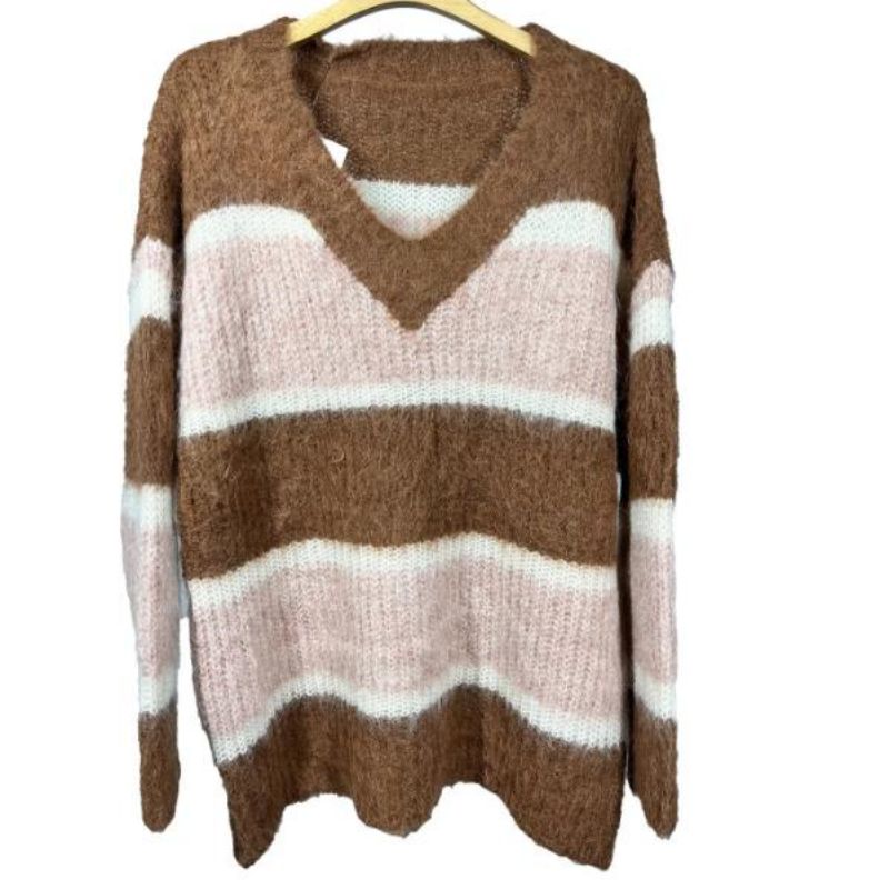 Nők ′ S Mohair Stripet Knitwear pulóver pulóver